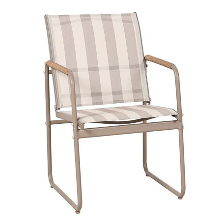 Ensemble jardin 2 fauteuils avec table motifs rayures moka et crème - KASBAH