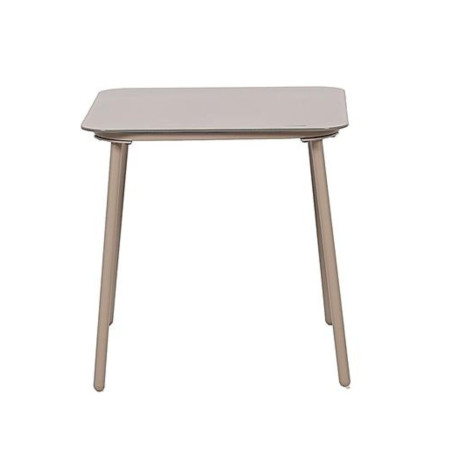 Ensemble jardin 2 fauteuils avec table motifs rayures moka et crème - KASBAH