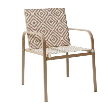 Ensemble jardin 2 fauteuils avec table basse motifs graphiques moka - INKA
