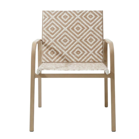 Ensemble jardin 2 fauteuils avec table basse motifs graphiques moka - INKA