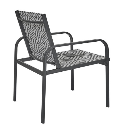 Ensemble jardin 2 fauteuils avec table basse graphiques gris - INKA