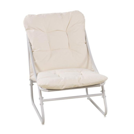 Ensemble jardin 2 fauteuils assise coussin capitonné + table beige - CALYPSO
