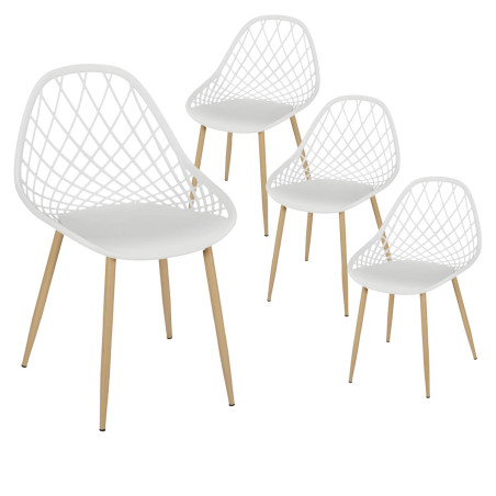 Lot de 4 chaises blanches à coque arrondie - TARENI