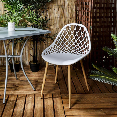 Lot de 4 chaises blanches à coque arrondie - TARENI