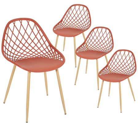 Lot de 4 chaises terracotta à coque arrondie - TARENI