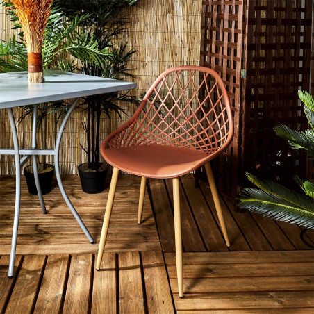 Lot de 4 chaises terracotta à coque arrondie - TARENI