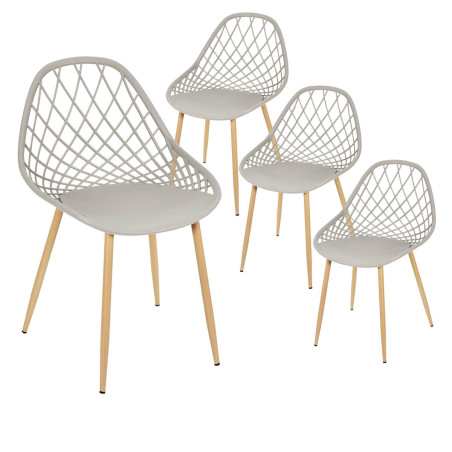 Lot de 4 chaises gris taupe coque arrondie - TARENI