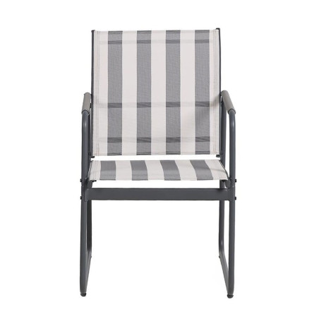 Ensemble jardin 2 fauteuils avec table basse motifs rayures gris - KASBAH