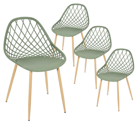 Lot de 4 chaises vertes coque arrondie - TARENI