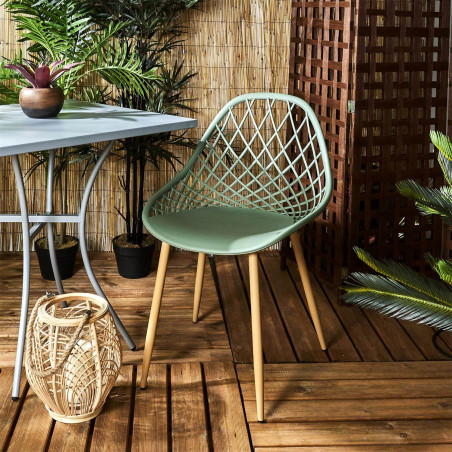 Lot de 4 chaises vertes coque arrondie - TARENI