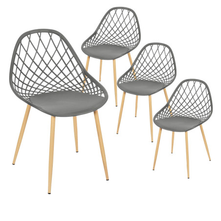 Lot de 4 chaises grises coque arrondie - TARENI