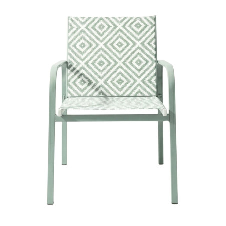 Ensemble jardin 2 fauteuils et table basse motifs graphiques verts d'eau - INKA