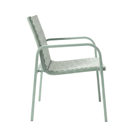 Ensemble jardin 2 fauteuils et table basse motifs graphiques verts d'eau - INKA