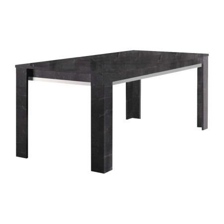 Table repas effet marbre anthracite 160cm finition argent - ALUNA