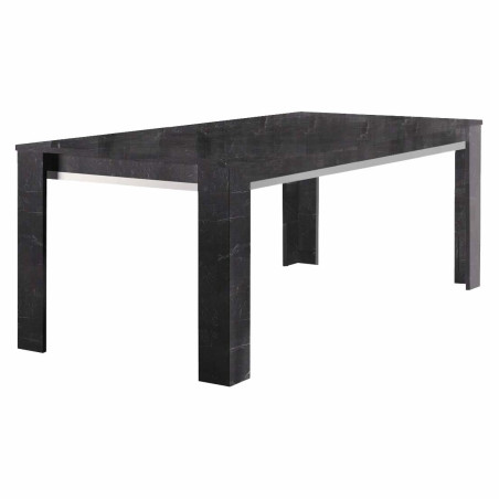 Table repas 190cm Effet Marbre Anthracite Argent - ALUNA
