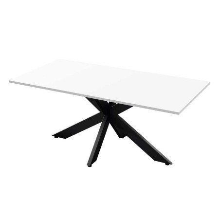Table repas 180cm plateau laqué blanc pieds araignée métal noir - ATHENOR