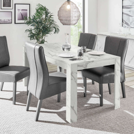 Table repas 180cm aspect marbre blanc - PIRANA