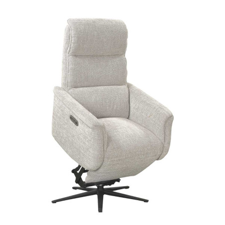 Fauteuil relax électrique releveur pivotant bi-moteur tissu beige clair - WILLYOR