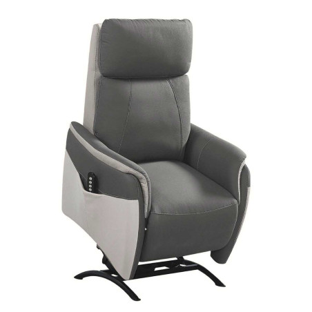 Fauteuil relax électrique releveur gris plomb et gris perle - SANGYOR