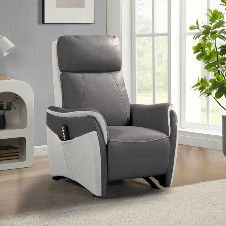 Fauteuil relax électrique releveur gris plomb et gris perle - SANGYOR