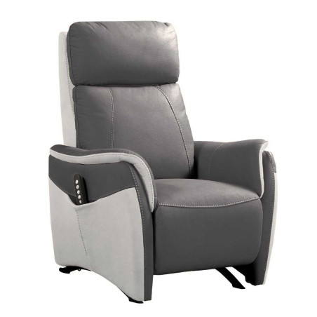 Fauteuil relax électrique releveur gris plomb et gris perle - SANGYOR