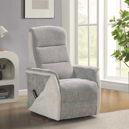 Fauteuil relax électrique releveur bi-moteur tissu maillé gris - KLEINOR