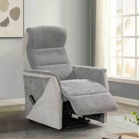 Fauteuil relax électrique releveur bi-moteur tissu maillé gris - KLEINOR