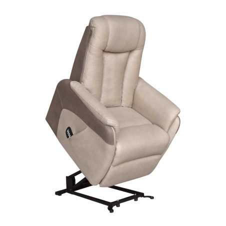 Fauteuil relax électrique releveur bi-moteur micro peau mastic taupe - NEDIOR
