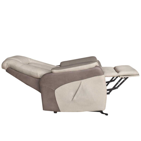 Fauteuil relax électrique releveur bi-moteur micro peau mastic taupe - NEDIOR
