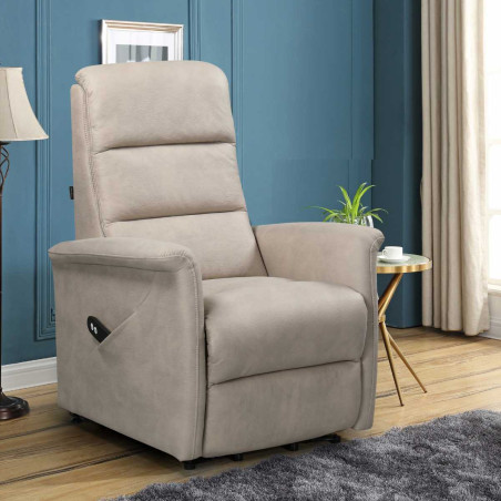 Fauteuil relax électrique releveur tissu micro peau mastic - MAGIXOR