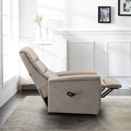 Fauteuil relax électrique releveur tissu micro peau mastic - MAGIXOR