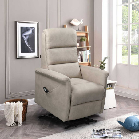 Fauteuil relax électrique releveur tissu micro peau mastic - MAGIXOR