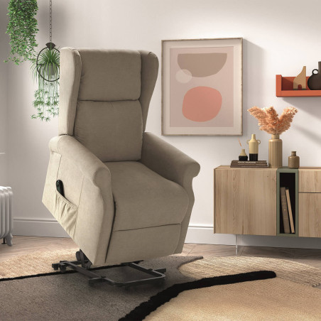 Fauteuil relax releveur électrique tissu beige - FAINA