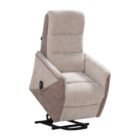 Fauteuil relax électrique releveur bi-moteur tissu maillé beige - KLEINOR