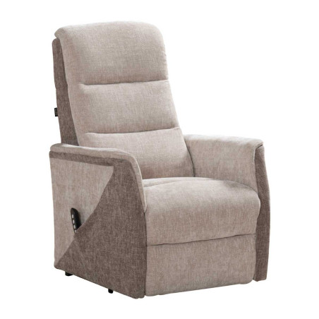 Fauteuil relax électrique releveur bi-moteur tissu maillé beige - KLEINOR