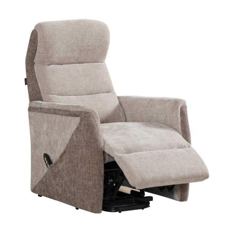 Fauteuil relax électrique releveur bi-moteur tissu maillé beige - KLEINOR