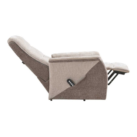 Fauteuil relax électrique releveur bi-moteur tissu maillé beige - KLEINOR