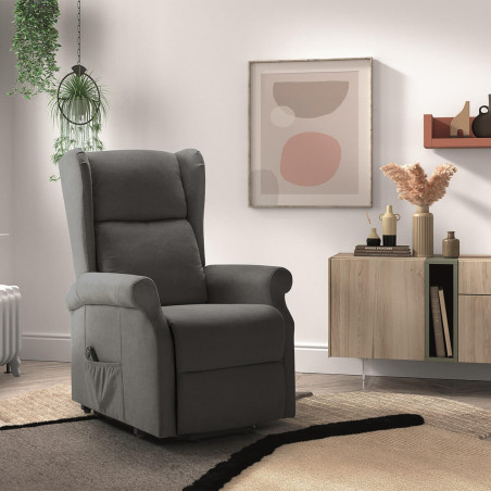 Fauteuil relax releveur électrique tissu gris foncé - FAINA