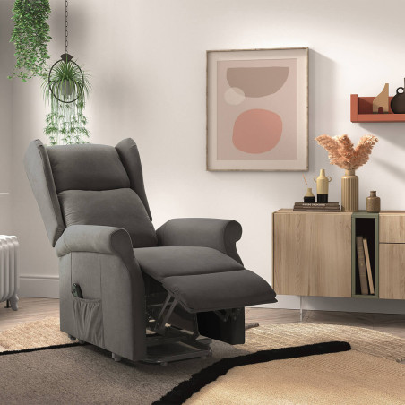 Fauteuil relax releveur électrique tissu gris foncé - FAINA