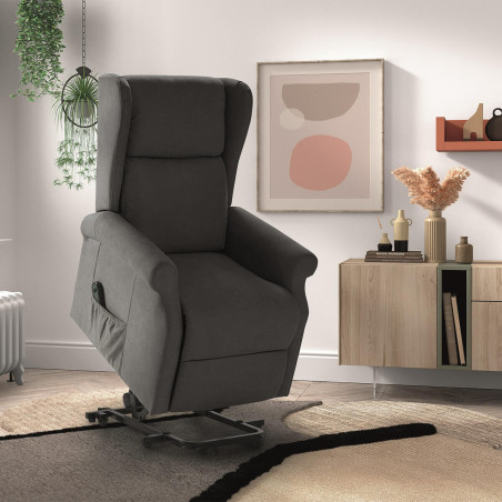 Fauteuil relax releveur électrique tissu gris foncé - FAINA
