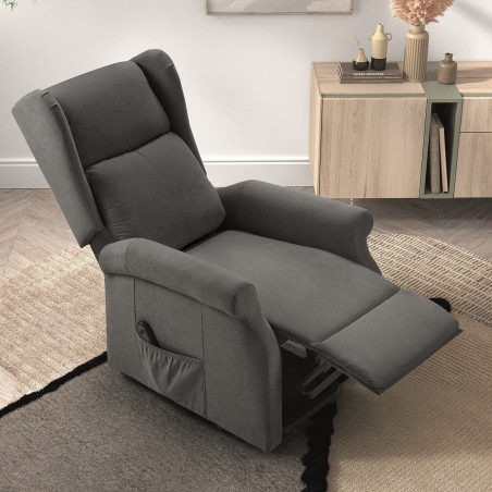 Fauteuil relax releveur électrique tissu gris foncé - FAINA