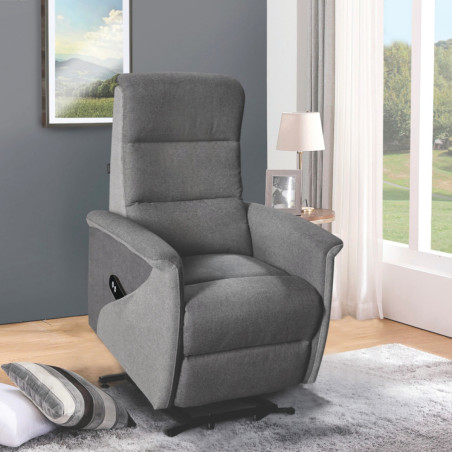Fauteuil relax électrique releveur tissu gris foncé et gris clair - MAGIXOR