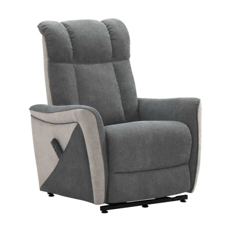 Fauteuil relax électrique releveur bi-moteur velours gris - MELIGOR