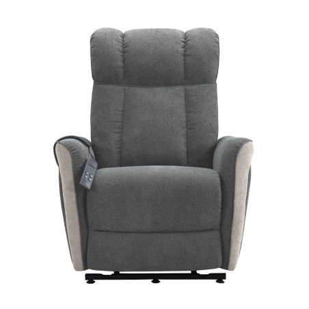 Fauteuil relax électrique releveur bi-moteur velours gris - MELIGOR