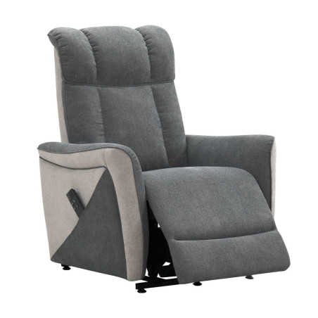 Fauteuil relax électrique releveur bi-moteur velours gris - MELIGOR