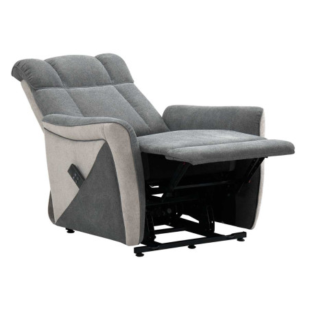 Fauteuil relax électrique releveur bi-moteur velours gris - MELIGOR