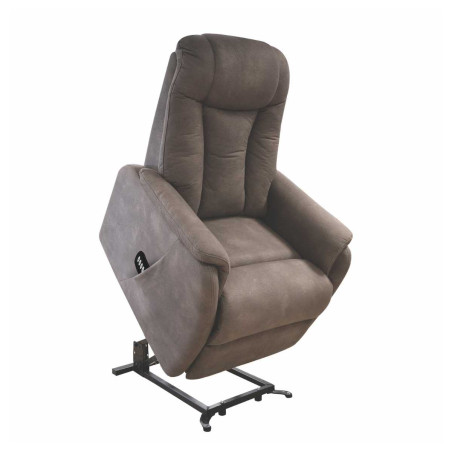 Fauteuil relax électrique releveur bi-moteur tissu micro peau brun - NEDIOR