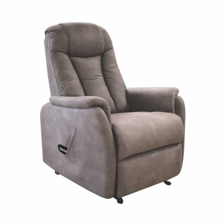 Fauteuil relax électrique releveur bi-moteur tissu micro peau brun - NEDIOR