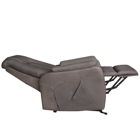 Fauteuil relax électrique releveur bi-moteur tissu micro peau brun - NEDIOR