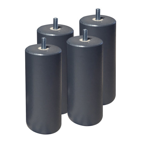 Jeu de 4 pieds 15 cm gris anthracite pour sommier tapissier - ELORA